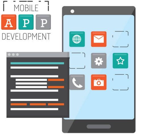 mobile app development cellphone language vector illustration